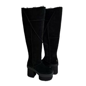 UGG NEW HEIGHTS PLATFORM XTRA BLACK OVER THE KNEE SUEDE BOOTS US 9.5